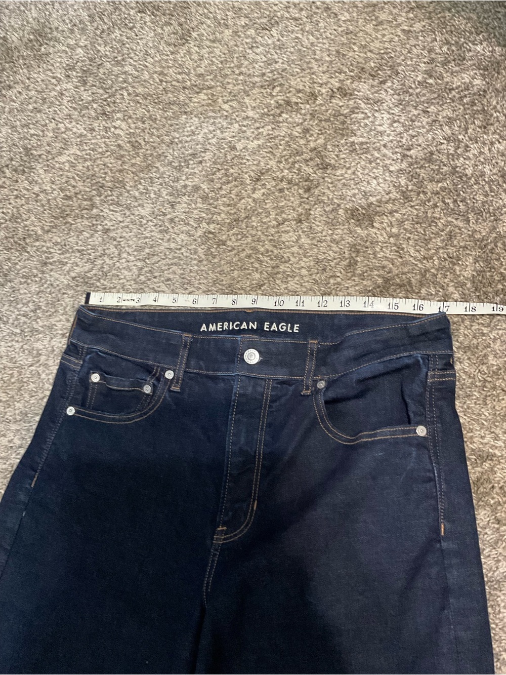American Eagle Outfitters Super Stretch Dark Wide Leg Jeans Size 14/34x30 - Picture 6 of 8